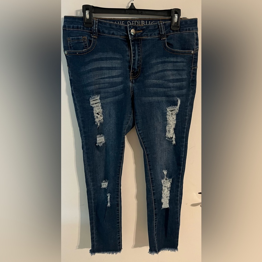 Dark Blue Distressed Women's Skinny Jeans